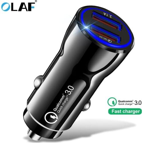 OLAF quick charge 3.0 USB Car Charger 3.1A Metal Car-Charger Mobile Phone Car USB Charger Auto Charge 2 Port for Samsung Huawei