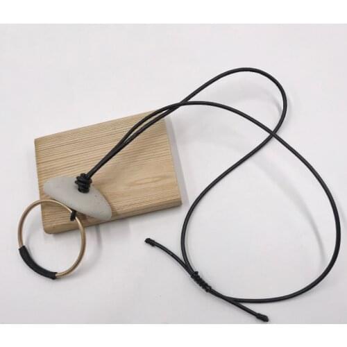 Kara&Kale Boho Fashion Jewelry Gothic Natural Leather Cord Resin Stone Pendant Necklace Vintage Collares Long Necklace Women