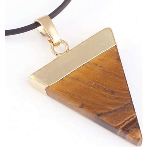 100-Unique 1 Pcs Light Yellow Gold Color Geometric Shape Original Tiger Eye Stone Pendant For Men Jewelry