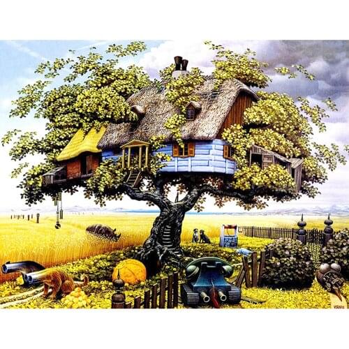 Full Drill Square Diamond 5D Diamond Painting Big tree house Diamond Embroidery Cross Stitch Rhinestone Mosaic Painting