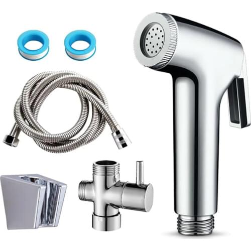 1Set Portable Handheld Toilet Bidet Sprayer Bathroom Cleaner Bidet Shower Faucet Booster Flushing Toilet Water Gun with Tape