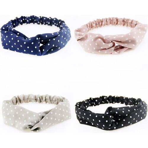 Plain Polyester plaid Headband For Women Female High Quality Elastic Bow Hairband Headwear Hair Accessories