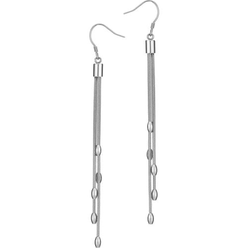 Pure silver earrings with needle and stud earrings go well with long fringed earrings