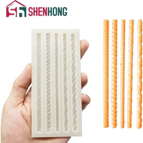 SHENHONG New Arrival Hemp Rope Silicone Fondant Mold Braided Strip Sugarcraft Cake Moulds Baking Tools Chocolate Lace Mould