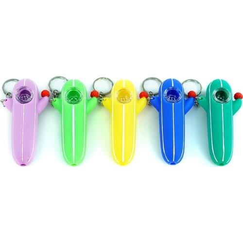 Cactus shape design Silicone Smoking Pipe with Glass Bowl Tobacoo Pipe Portable Hand Pipe Cigarette Holder