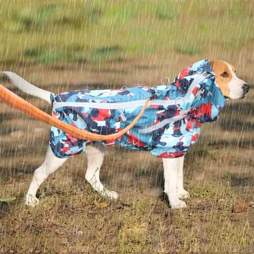 Reflective Dog Raincoat Outdoor Dog Rain Jacket Waterproof Pet Clothes Medium Large Dogs Hoodies Water Resistant Labrador XL-4XL