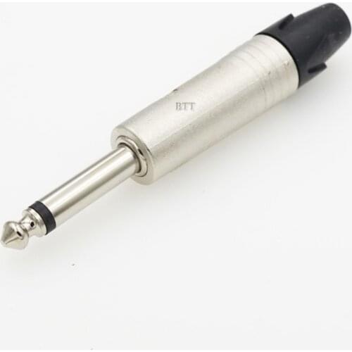 High Quality 1pcs/pack 6.35mm Male Soldering Audio Connector 1/4" Mono Jack Audio Plug Connector Jack Adapter