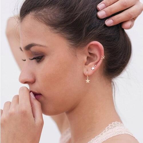 YWZIXLN Fashion Bohemian Alloy Star Moon Drop Earring Gold/silver Color Mascot Ornaments For Women Accessories Wholesale E0145