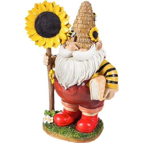 Funny Naughty Resin Figurines Bumble Bee Sunflower Garden Gnome Statue Fairy Garden Decoration Elves Desk Ornament Gift
