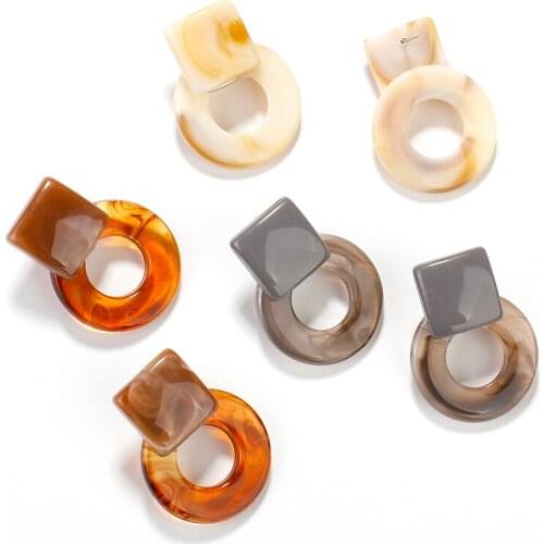 AENSOA Geometric Round Acrylic Drop Earrings For Women Vintage Hit Color Temperament Female Dangle Earrings Jewelry