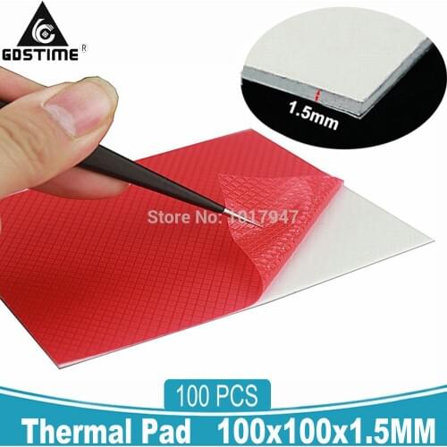 100Pcs Gdstime Thermal Pad 100mm x 100mm x 1.5mm Heatsink Cooling Conductive Silicone Pad for CPU GPU Laptop Cooler