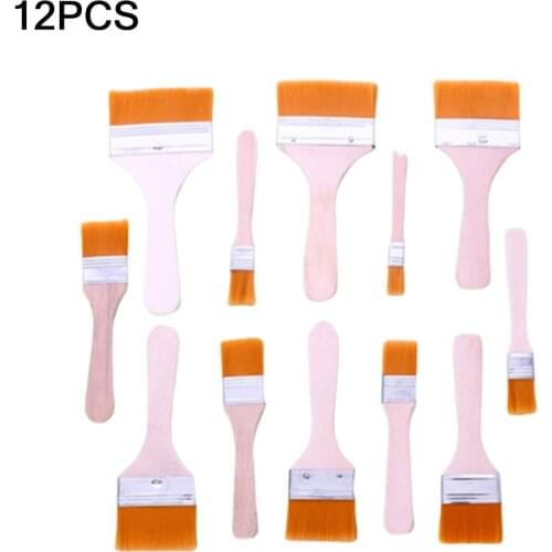 12Pcs Barbecue Basting Brushes Bakeware Bread Cake Cook Brushes Pastry Oil Brushes Wood Handle Baking Cooking BBQ Tools