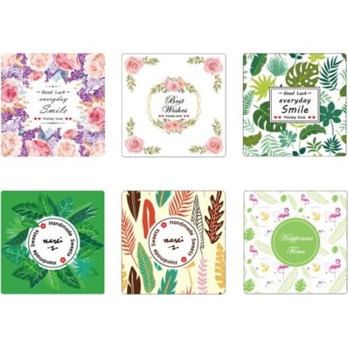 200pcs/Lot Lovely Happiness Time Flower Best Wishes Kraft Paper Sealing Baking Bag Decorative Seal Sticker