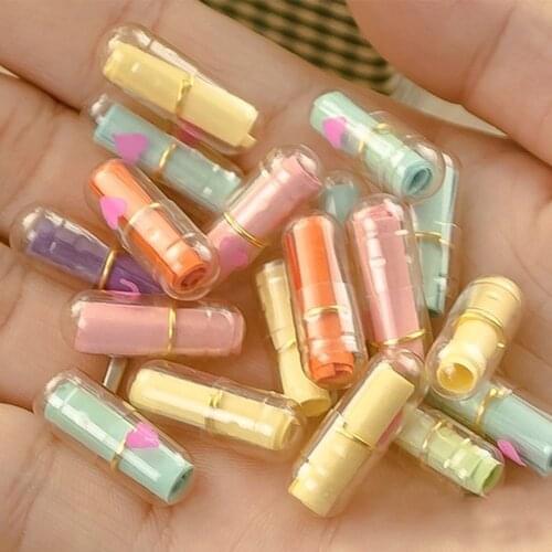 Transparent Multi-Color 50pcs Heart Shape Message Letter Capsule Cute Pills Mini letter paper roll