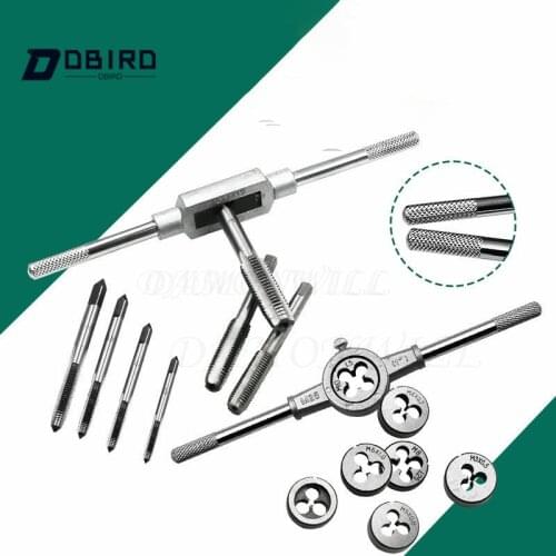 8pcs 3F Hand Screw Thread Metric Plug Tap Set M3 M4 M5 M6 M8 with Adjustable Tap Wrench 1/16-1/4" Manual Metalworking Tool Sets