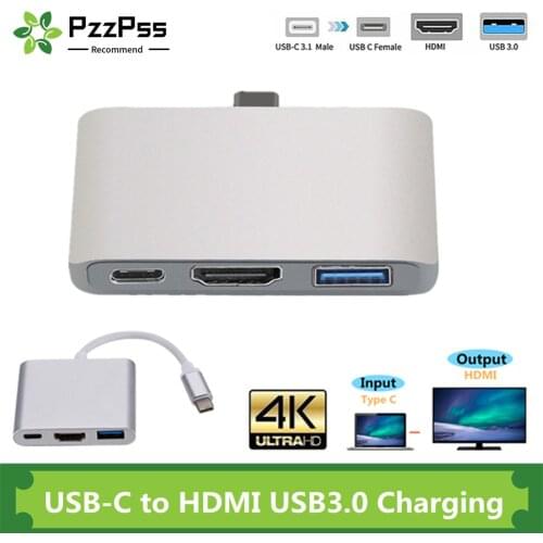 PzzPss USB Type C To HDMI USB 3.0 Charging Adapter Converter USB-C 3.1 Hub Adapter For Mac Air Pro Huawei Mate10 Samsung S8 Plus