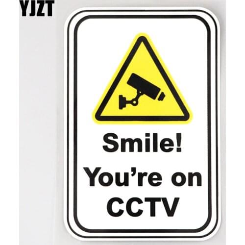 YJZT 9.4CM×14.2CM Car Sticker CCTV Active In Operation Sign Decal PVC 12C-0778