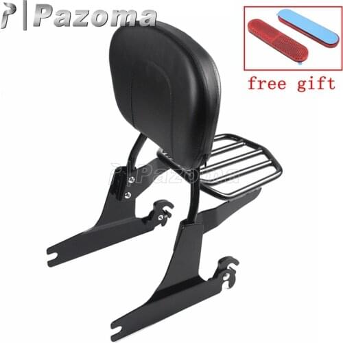 Black Motorbike Detachable Rear Passenger Backrest Pad Sissy Bar Luggage Rack for Harley Softail Model 2000-later