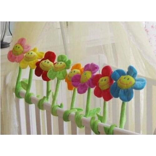 Baby Crib Toy 8 Pcs/lot Rose Sun Flowers Stuffed Plants Baby Room Decoration Bed Artificial Flower for Decorative Buckle Curtain