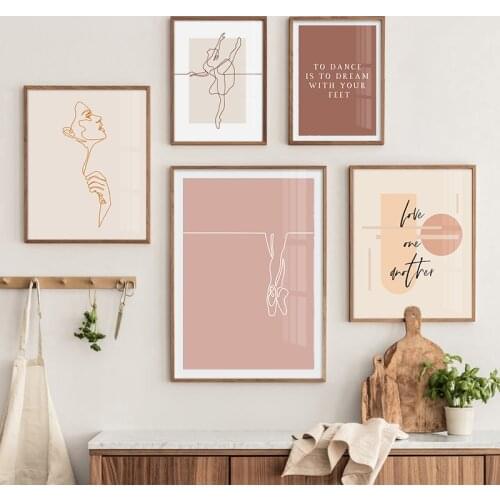 Ballet Dance Girl Poster Woman Canvas Art Print Line Drawing Abstract Painting Quotes Wall Picture Living Room Modern Home Decor