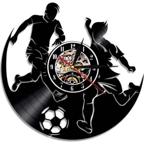Football Vinyl Clock Soccer Wall Clock Sport Theme Handmade Art Decorative Clocks Inerior Decor Unique Gift For Him Her