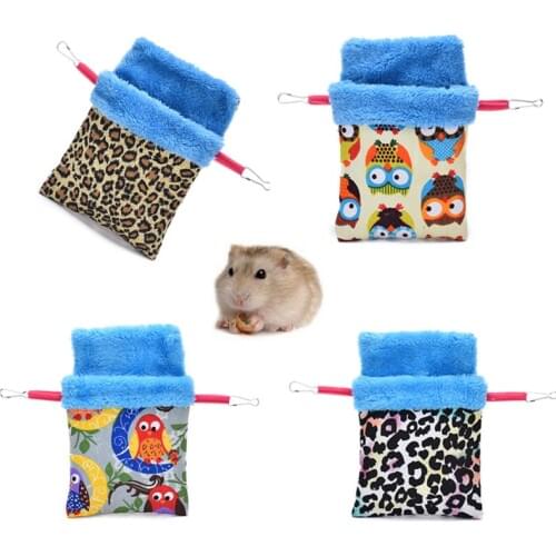 S/L Pet Hamster Hammock Rat Squirrel Birds Hanging Bed Nest for Small Animal House Blanket Bed Pocket Shape Pet Sleeping Bags