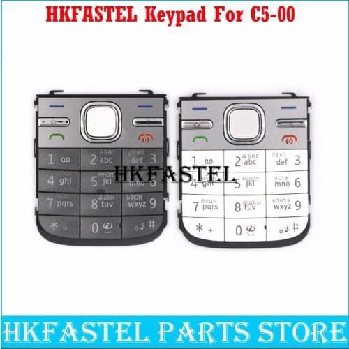 HKFASTEL New High quality For Nokia C5 C5-00 Mobile Phone Housing English or Russian Keypad Cover Keyboard case