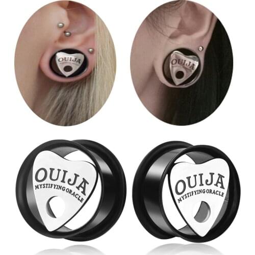 JUNLOWPY Ouija MYSTIFYING Oracle Pattern Ear Plugs Tunnles Stainless Steel Ear Piercing Jewelry