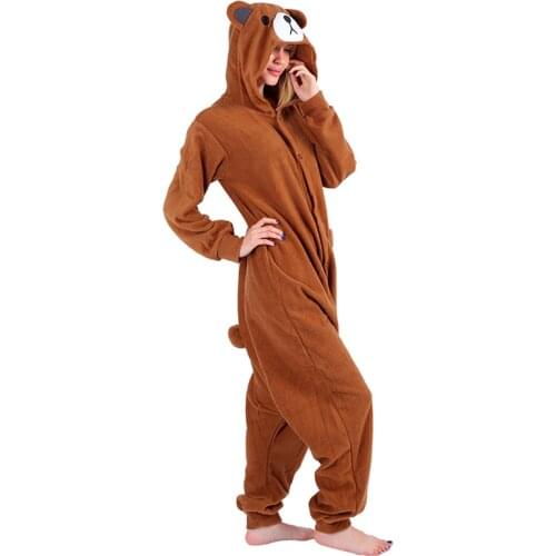 Unisex Winter Fleece Onesies Women Bear Onesies Cute Cartoon Anime Cosplay Costume Animal Unicornio Pajamas Sleepwear Jumpsuit
