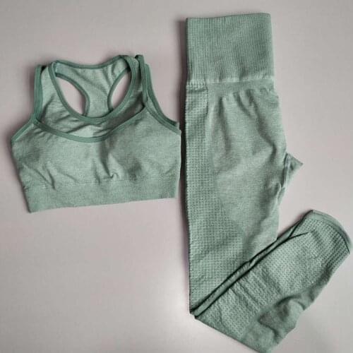 2PCS Vital Rise Seamless Yoga Sets Women Gym Clothes Fitness High Waist Leggings+Push Up Sport Bra Female Sportswear Workout Set