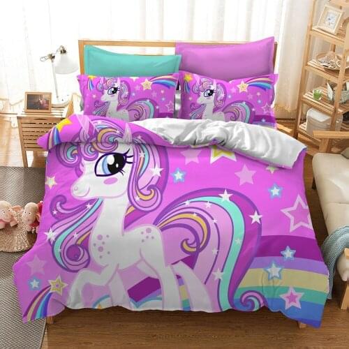 Bedclothes Cute bedding set kids duvet cover Bedclothes bedset Cartoon 3d unicorn king size comforter set unicorn bedding set
