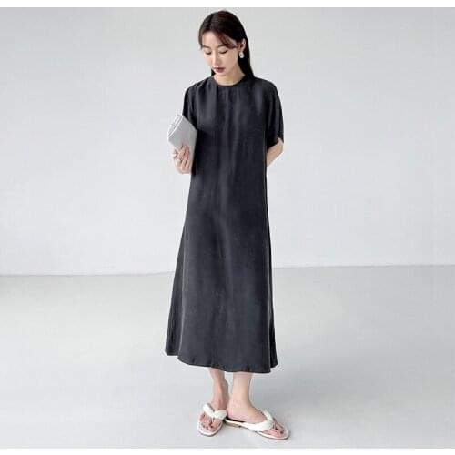 MOD&Bale Summer 2021 Fashion Back Hollow-out Dress Design Sense French Round Collar Lace Silk Satin High Quality Party Dress