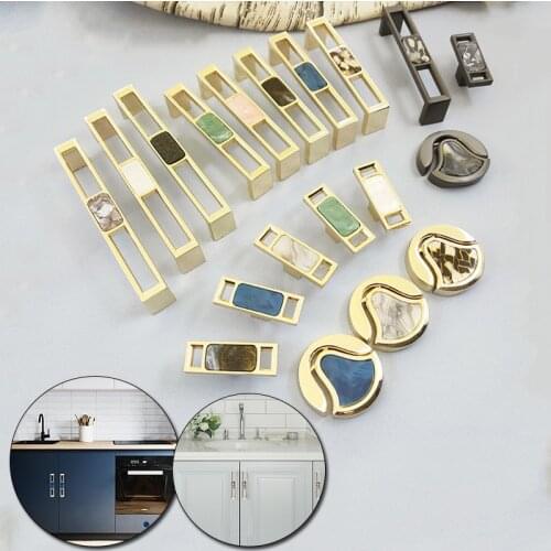 Marble Shell Cabinet Door Handle Knobs Cupboard Drawer And Wardrobe Pulls Furniture Hardware Single Hole/96MM/128MM