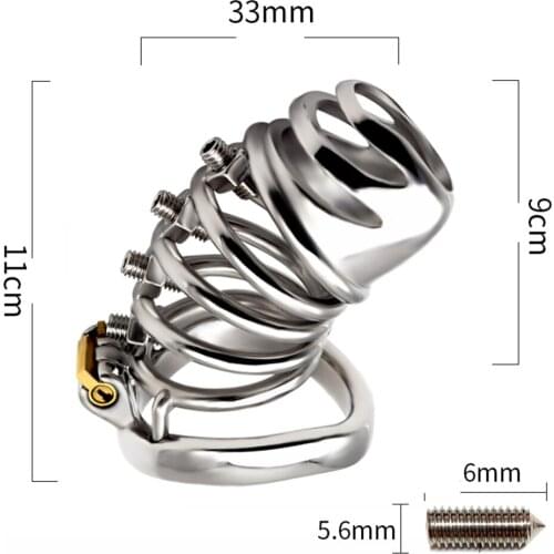New Pee Free Screw Adjustable Chastity Cage Metal Stainless Steel Cock Lock Sm Game Flirting Stimulation Male Large Penis Cage