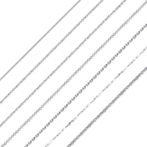 Silver Chain Necklace 925 Sterling Silver Lobster Clasp Long Necklaces for Women Fashion Necklace Chain Set Jewelry collares