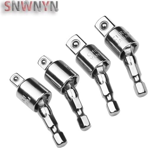 1/4" 3/8" 1/2" Electric Drill Socket Adapter for Impact Driver with Hex Shank to Square Socket Drill Bits Rotatable Extension