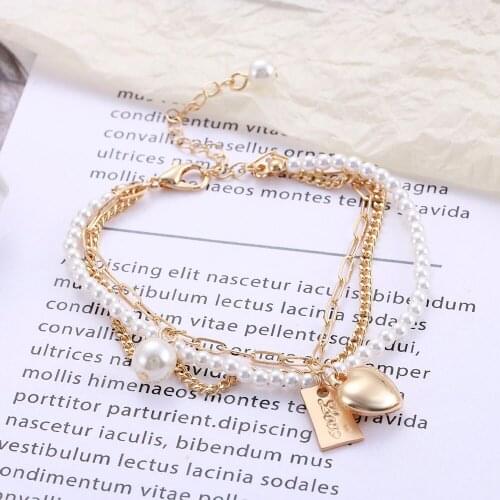 Fake Three Piece Pearl Bracelet Handmade Design Love Women Jewelry Accessories Simple Cold Style Light Luxury Bracelet 2021 New