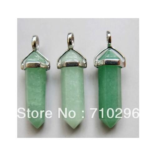 Natural Green Aventurine stone 10x32mm Gem stone Point jewelry pendants10pcs/lot