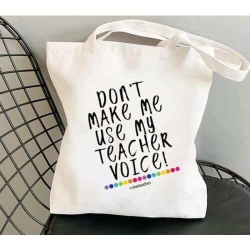 Supplies Teacher Voice Printed Tote Bag women Harajuku shopper Funny handbag Shoulder girl shopping bag Lady gift Canvas Bag