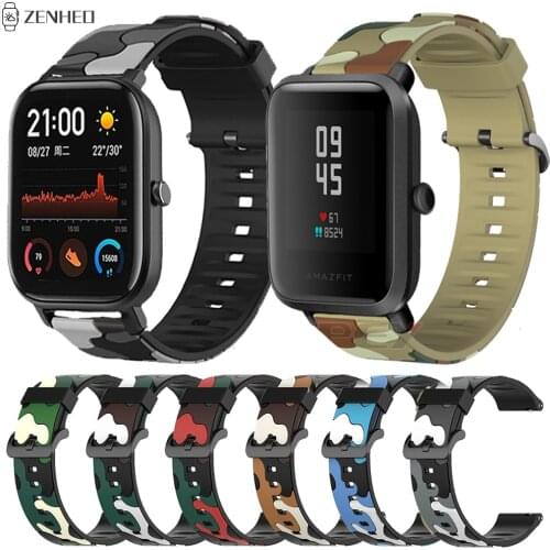 20mm Silicone Camouflage Watchband Strap For Xiaomi Huami Amazfit GTS GTS2/GTR 42mm/Bip Bit Lite Youth Smart Watch Band