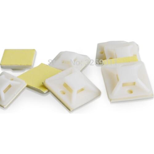 500PCS Self Adhesive Backed Cable Tie Mounts Wire Zip Tie Base Holders White 25 mmx 25 mm