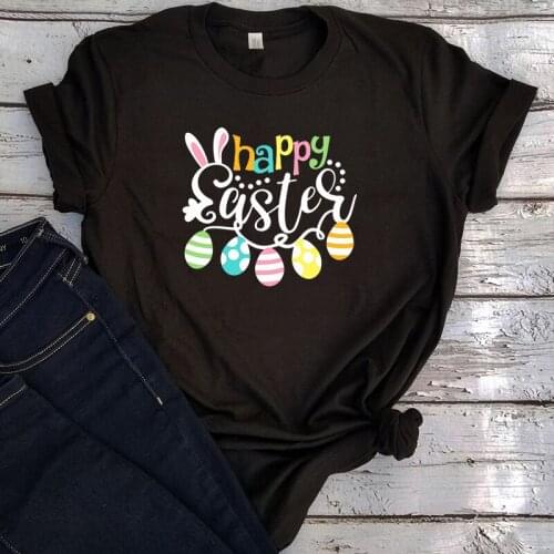 Happy Easter Womens Clothing Harajuku Easter Bunny 2021 Ladies Tops Casual Cartoon O-Neck Woman Tshirts Graphic XL