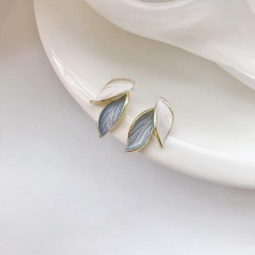 925 Silver Needle Gentle Niche Design Contrast Small Fresh Leaf Earring Temperament Earrings 2021 New Gentle Earrings