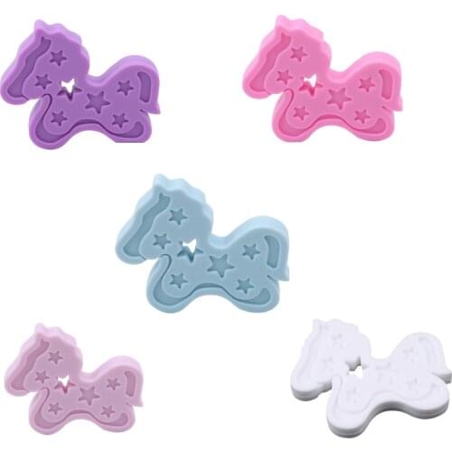 Cartoon Horse Shaped Silicone Teether BPA Free Infant Teething Chew Beads Food Grade Baby Accessoires 8Colors