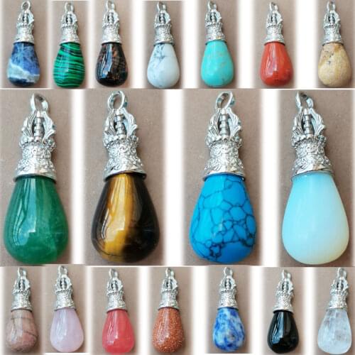 Tiger Eye Opal Howlite Aventurine Malachite Crystal Carnelian Cherry Quartz Jaspe Pendant Bead WFH856