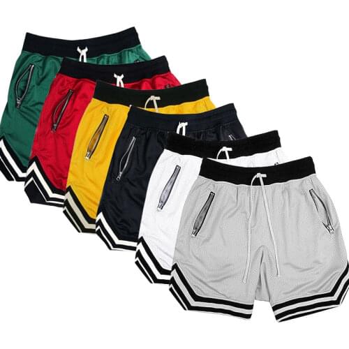 Streetwear Vintage Mesh Baggy Shorts Mens Justin Bieber Side Zipper Elastic Waist Loose Knee Length Sweatpants six Colors