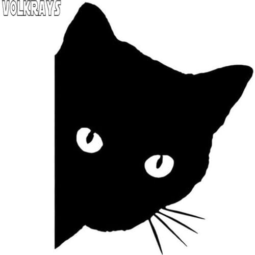 Volkrays Personality Car Sticker Cat Face Peering Pet Motorcycle Accessories Reflective Waterproof Vinyl Decal,14cm*11cm
