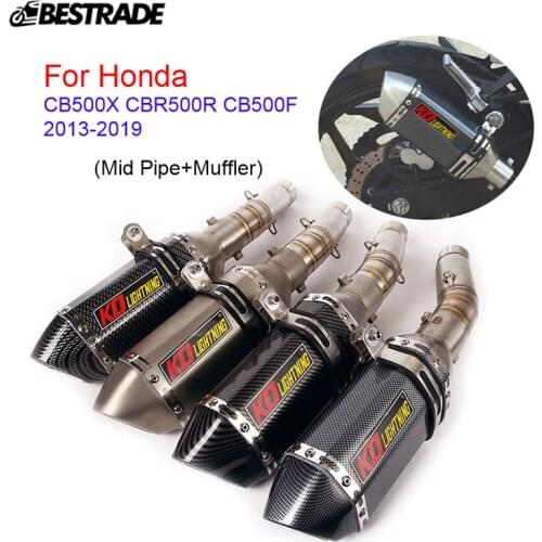 Motorcycle Exhaust System for Honda CB500F CBR500 CBR500R CB500X 2013-2019 Middle Link Pipe Slip51MM Muffler Tip Stainless Steel