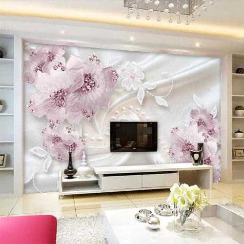 Wellyu Custom wallpaper 3d stereo photo murals luxury diamond flower 3d jewelry background painting wall paper papel de parede