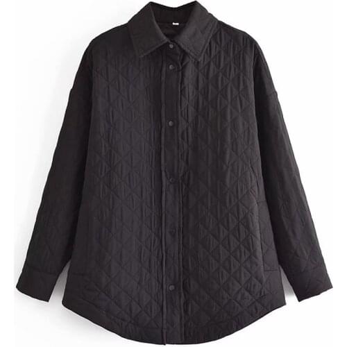 2021 New Spring Autumn Women Casual Plaid Cotton Jacket Coat Casual Pockets Black Oversize Shirt Outwear Female Loose Parka